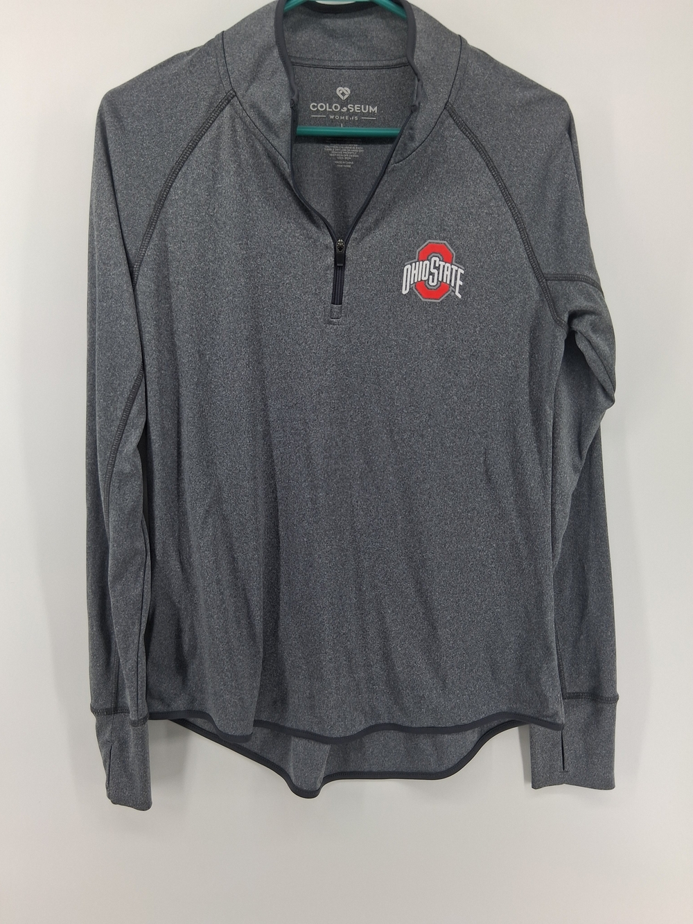 Colosseum Women's Gray Half-Zip Pullover with Ohio State Logo